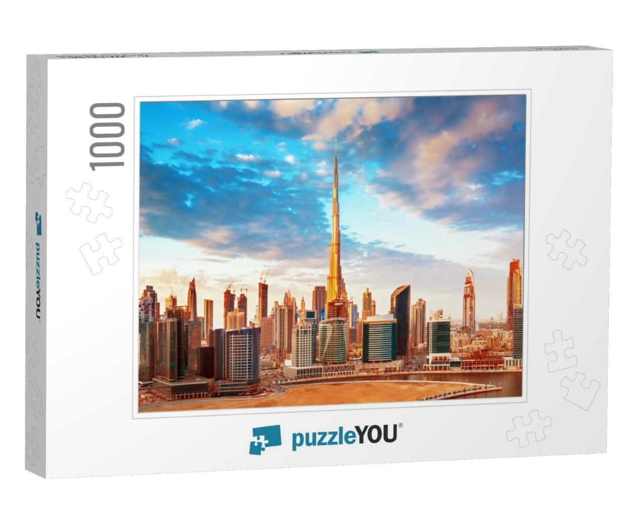 Sunset View on Dubai Skyline, United Arab Emirates... Jigsaw Puzzle with 1000 pieces
