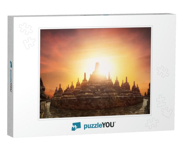 Amazing Sunset At Borobudur Temple. World Buddhist Herita... Jigsaw Puzzle