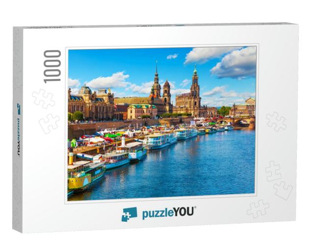 Scenic Summer View of the Old Town Architecture with Elbe... Jigsaw Puzzle with 1000 pieces