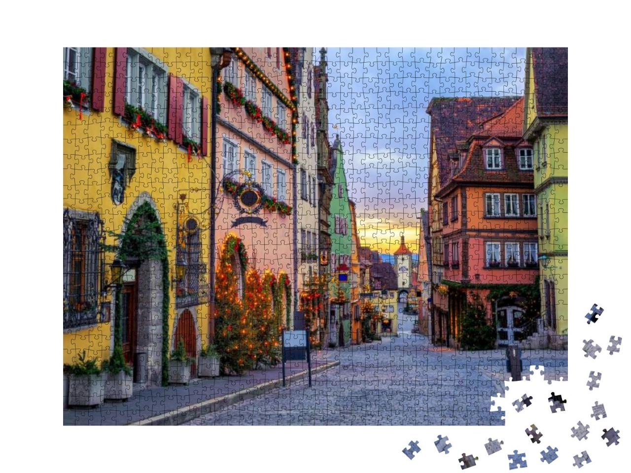 Colorful Houses in Historical Rothenbug Ob Der Tauber Old... Jigsaw Puzzle with 1000 pieces