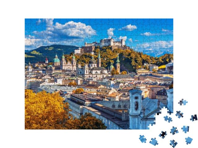 Beautiful View on Salzburg Skyline with Festung Hohensalz... Jigsaw Puzzle with 500 pieces