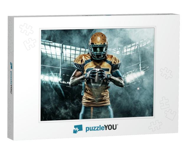 American Football Sportsman Player on Stadium with Lights... Jigsaw Puzzle