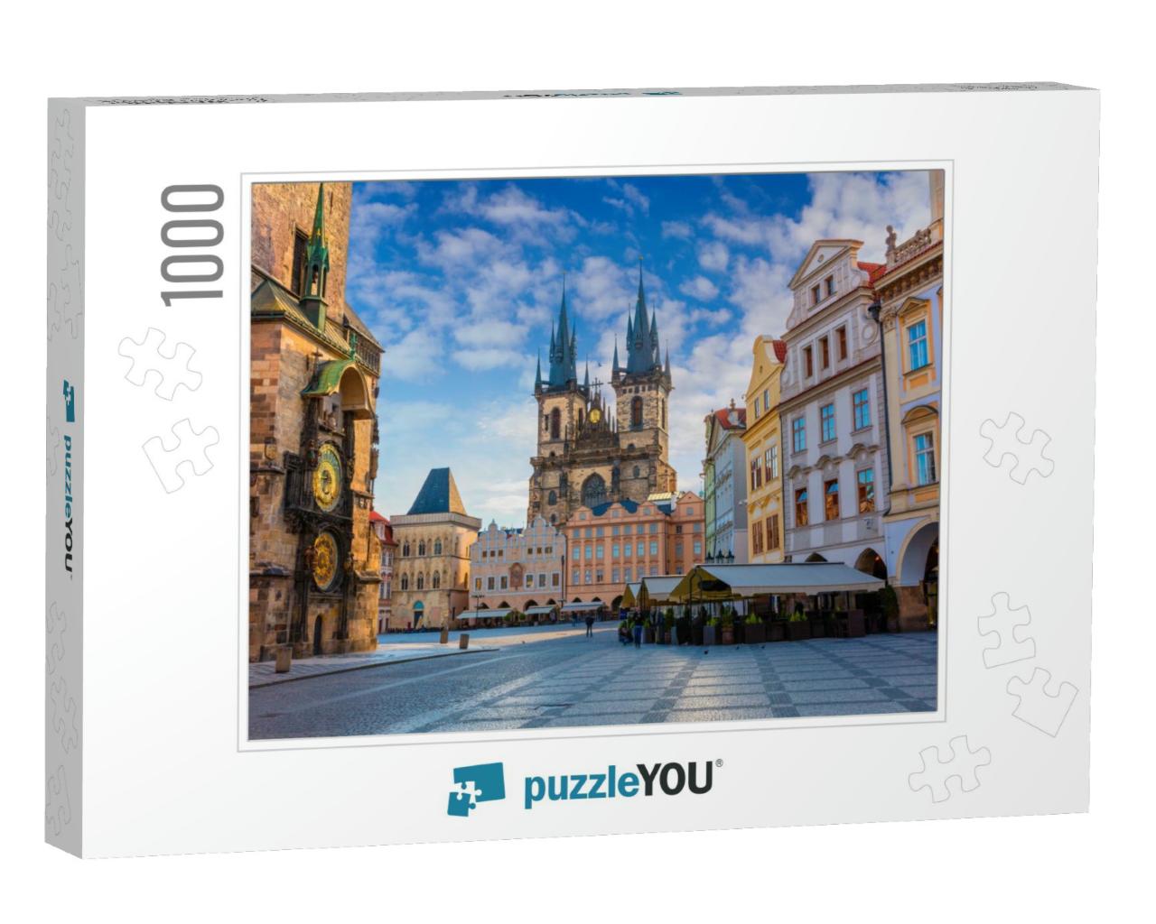 Spring Morning on the Old Town Square with Tyn Church. Su... Jigsaw Puzzle with 1000 pieces