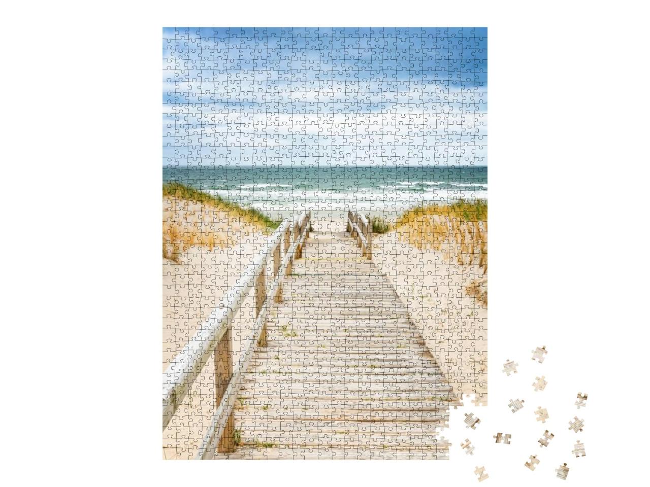 Wooden Footpath on Dune on Sylt. Entrance for the Beach... Jigsaw Puzzle with 1000 pieces