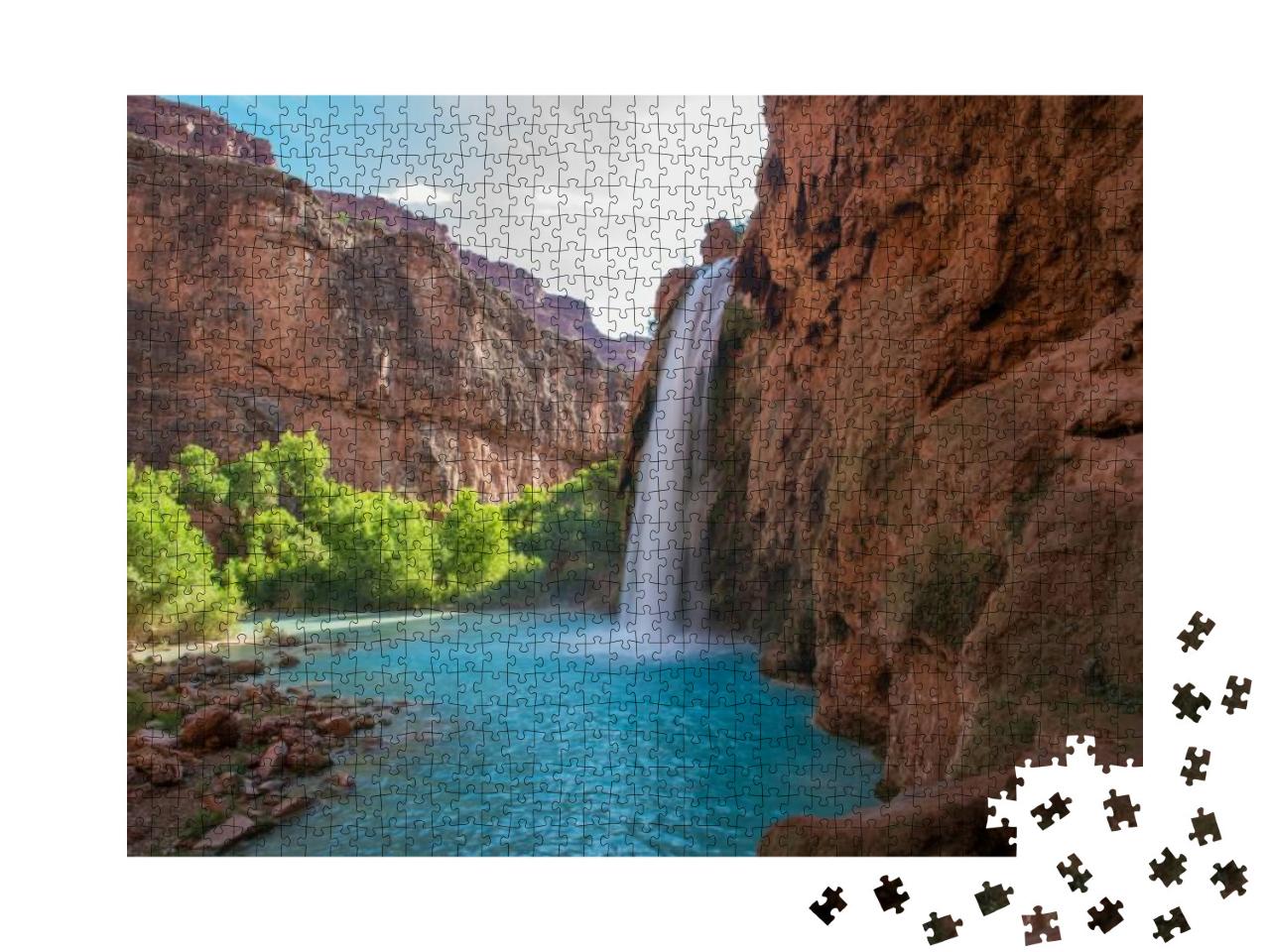 Havasu Falls. a Beautiful Waterfall in Arizona... Jigsaw Puzzle with 1000 pieces