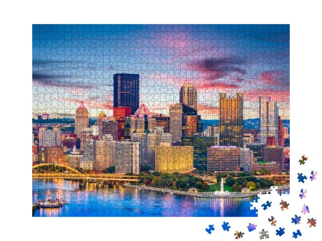 Pittsburgh, Pennsylvania, USA Downtown City Skyline on the... Jigsaw Puzzle with 1000 pieces