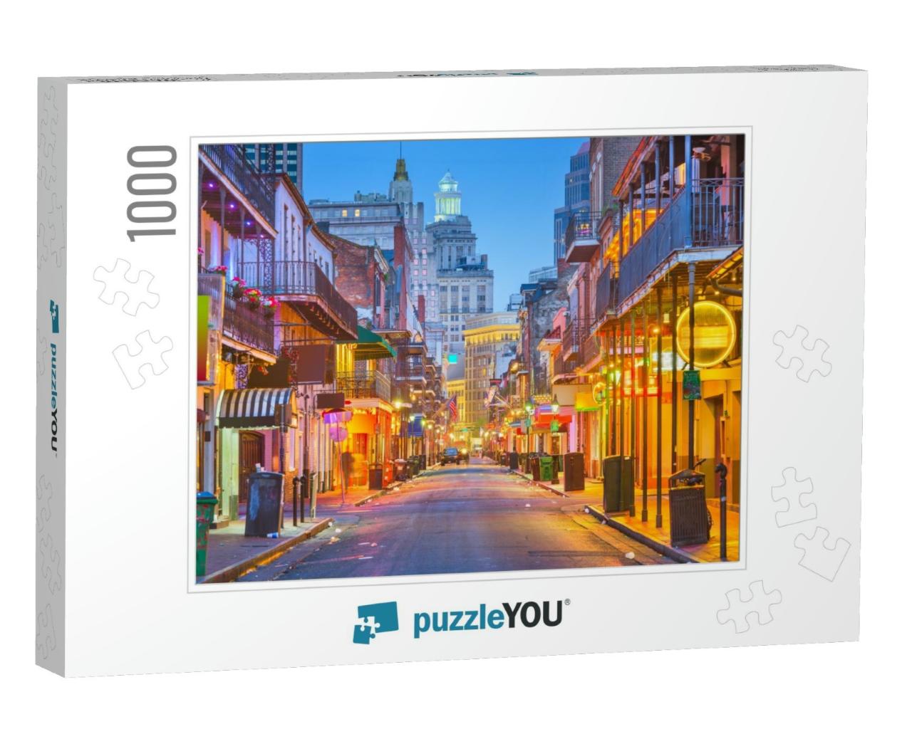 Bourbon St, New Orleans, Louisiana, USA Cityscape of Bars... Jigsaw Puzzle with 1000 pieces