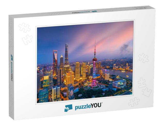 Aerial View of Shanghai Skyline At Night, China... Jigsaw Puzzle