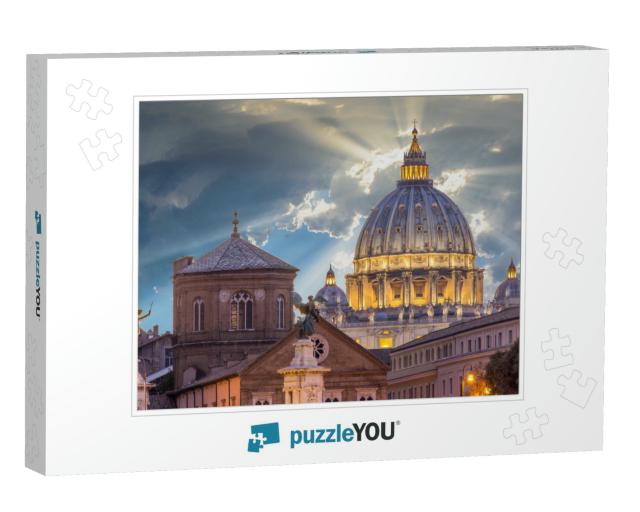 St Peters Basilica in Rome, Vatican, the Dome At Sunset... Jigsaw Puzzle