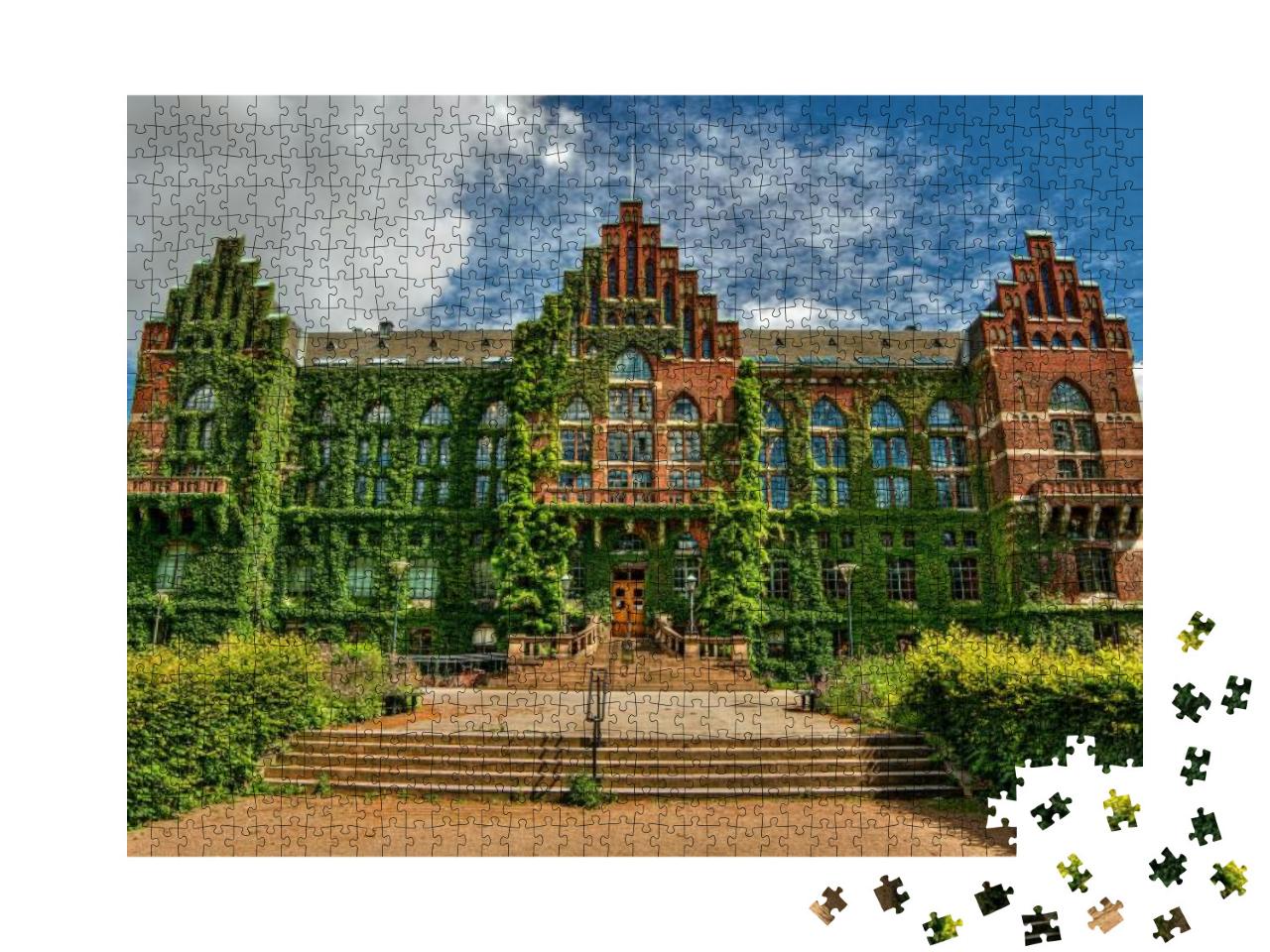 Facade of the University Library in Lund Sweden, Hdr-Tech... Jigsaw Puzzle with 1000 pieces