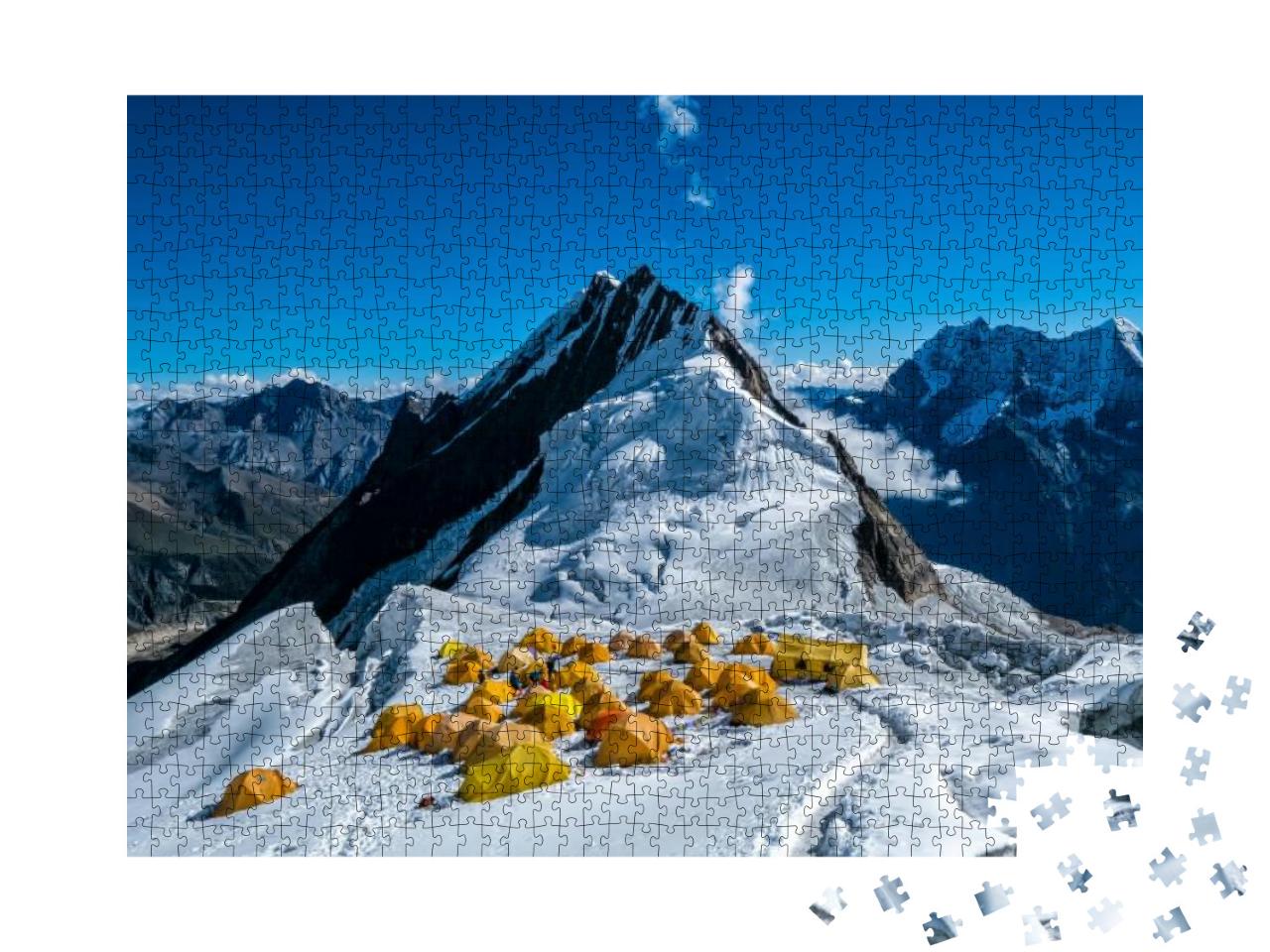 High Camp on Manaslu 8163 Peak in the Himalaya Mountains... Jigsaw Puzzle with 1000 pieces