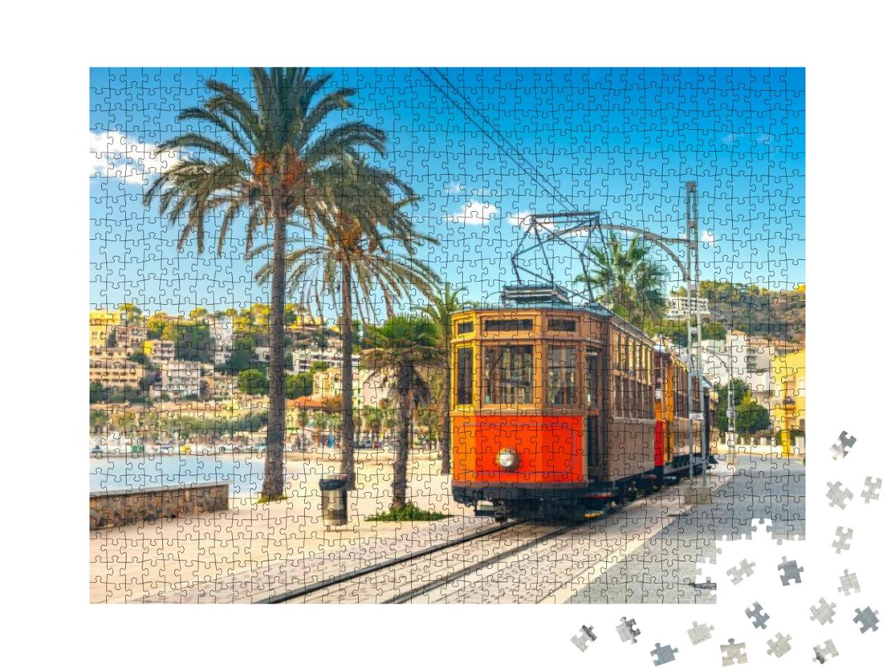 The Famous Orange Tram Runs from Soller to Port De Soller... Jigsaw Puzzle with 1000 pieces