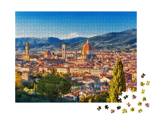 View of Florence, Ponte Vecchio, Palazzo Vecchio & Floren... Jigsaw Puzzle with 1000 pieces