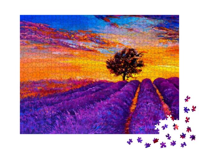 Oil Painting. Lavender Painting. Modern Art... Jigsaw Puzzle with 1000 pieces