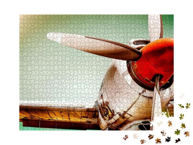 Old Airplane Turboprop Engine with Propeller Blades, Part... Jigsaw Puzzle with 1000 pieces