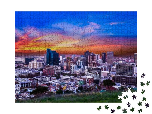 Cape Town City Cbd Skyline During Twilight Sky Golden Clo... Jigsaw Puzzle with 1000 pieces