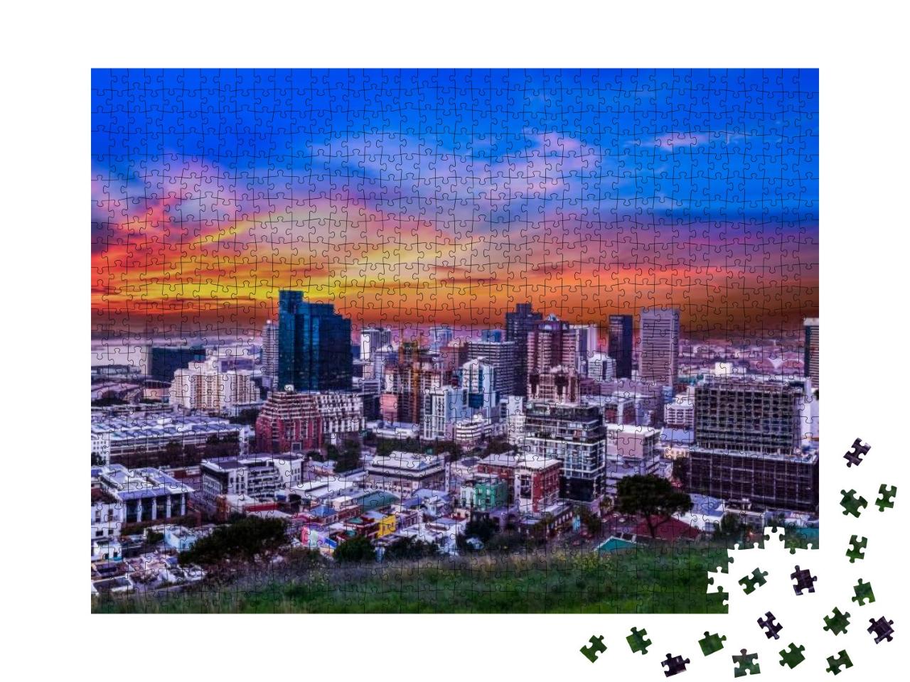 Cape Town City Cbd Skyline During Twilight Sky Golden Clo... Jigsaw Puzzle with 1000 pieces