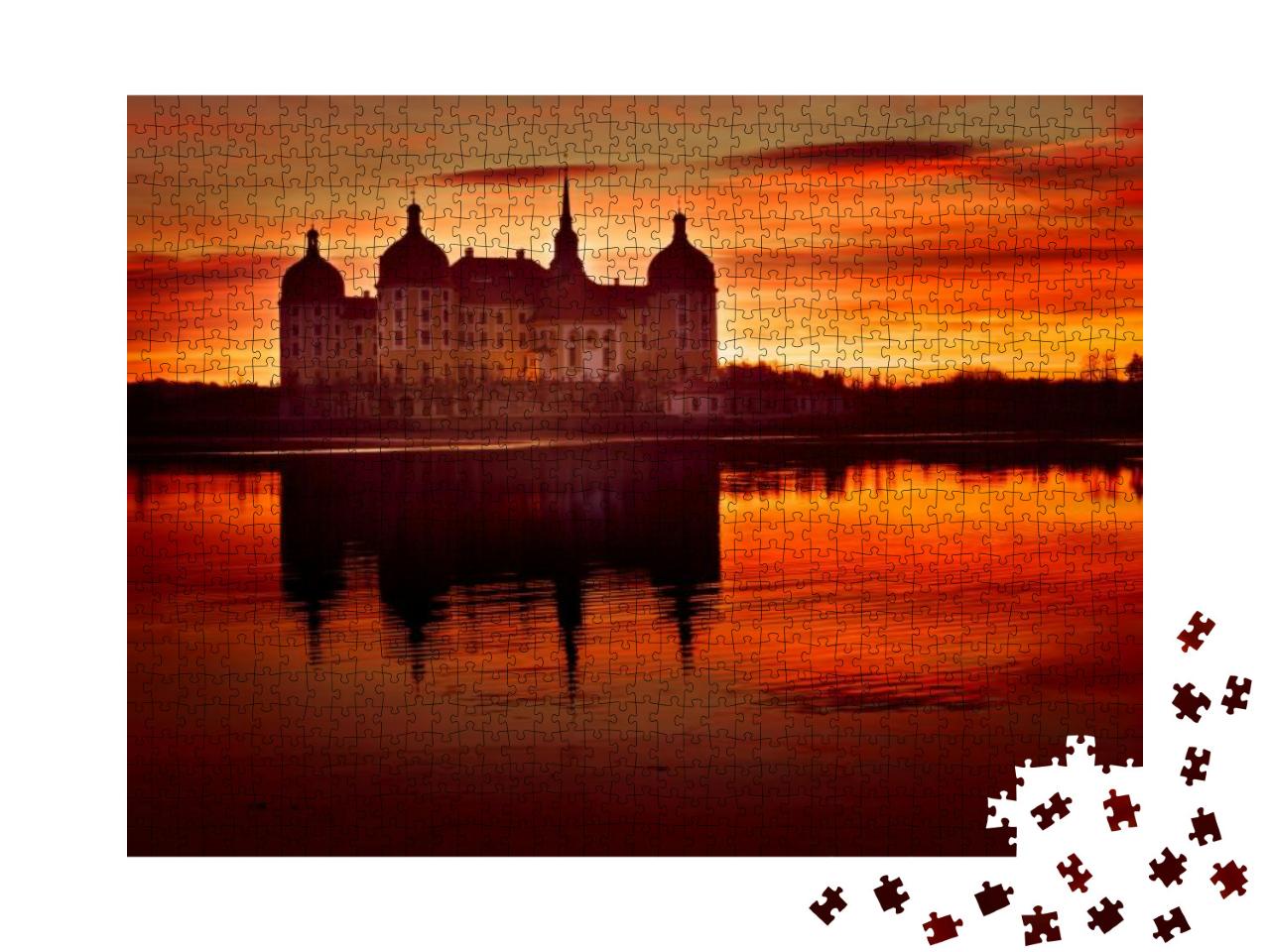 Moritzburg Castle At Sunrise in Winter... Jigsaw Puzzle with 1000 pieces