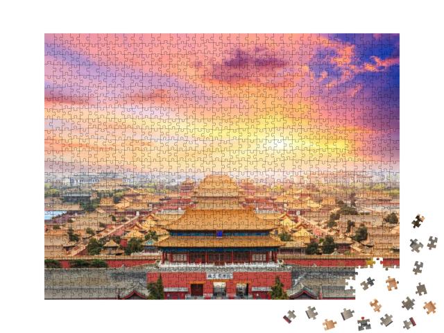 Beijing Forbidden City Scenery At Sunset, China, High Ang... Jigsaw Puzzle with 1000 pieces