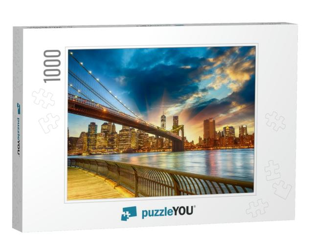 Manhattan, New York City. Spectacular Sunset City View... Jigsaw Puzzle with 1000 pieces
