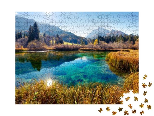 Picturesque Autumn Scene of Julian Alps with Kranjska Gor... Jigsaw Puzzle with 1000 pieces
