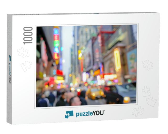 Times Square, New York City. Blurred Motion of People Wal... Jigsaw Puzzle with 1000 pieces