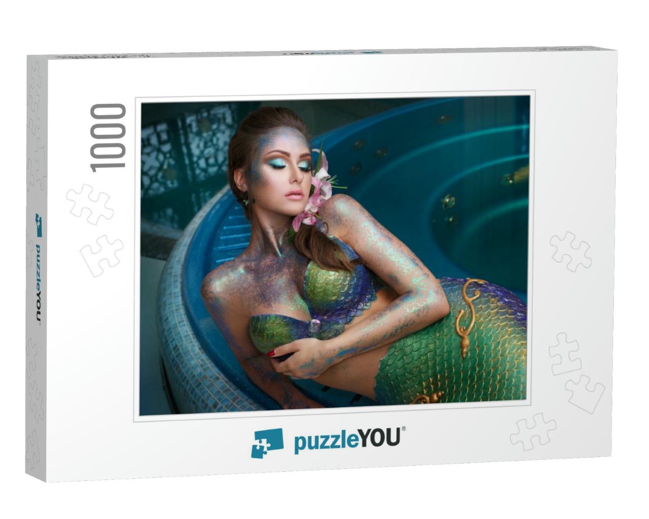 Fashion Portrait of a Girl in a Mermaid Costume At a Spa... Jigsaw Puzzle with 1000 pieces