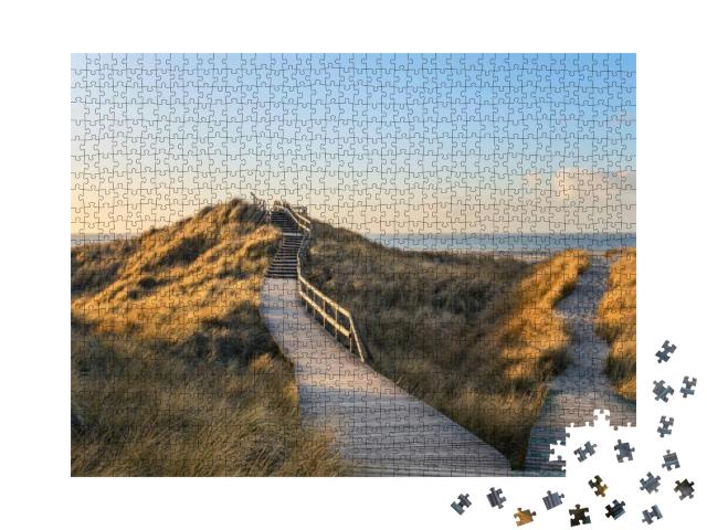 Wooden Footpath Through the Dunes to the Beach of Norddor... Jigsaw Puzzle with 1000 pieces