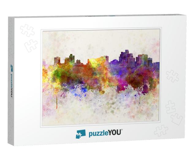 Reno Skyline in Watercolor Background... Jigsaw Puzzle