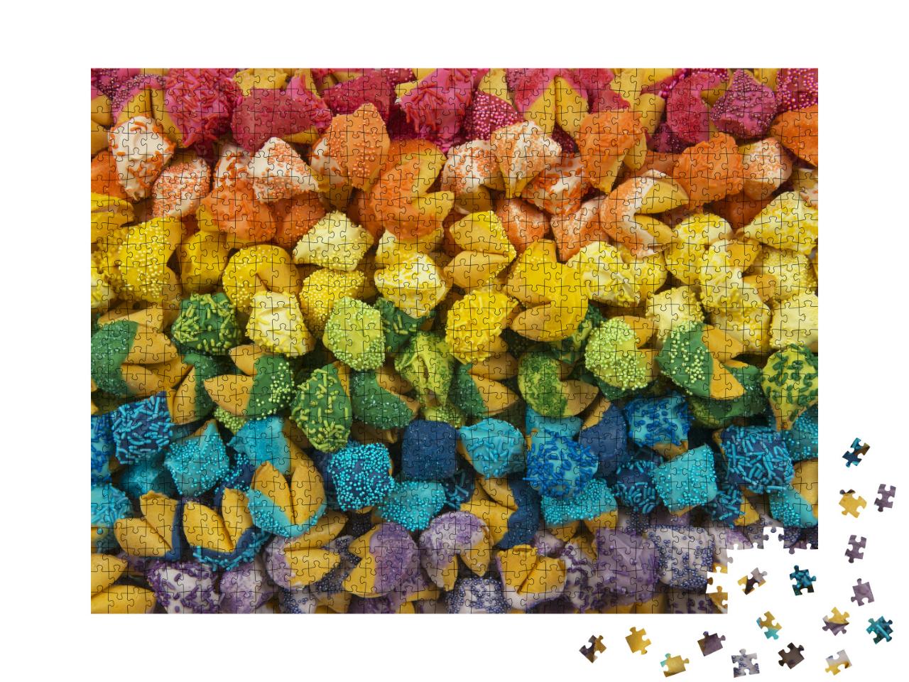 Rainbow Fortune Cookies Photo Collage Jigsaw Puzzle with 1000 pieces