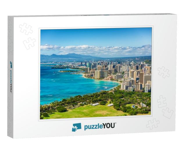 Honolulu City View from Diamond Head Lookout, Waikiki Bea... Jigsaw Puzzle