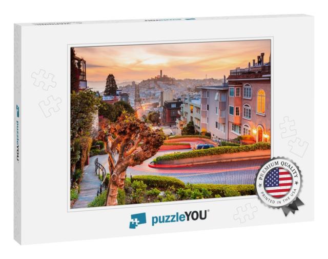 Famous Lombard Street in San Francisco At Sunrise... Jigsaw Puzzle