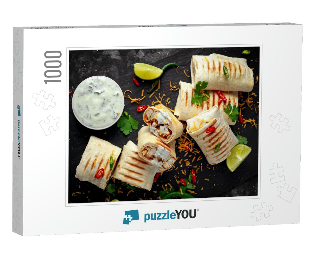 Healthy Grilled Chicken & Parsley Wraps, Loaded with Chee... Jigsaw Puzzle with 1000 pieces