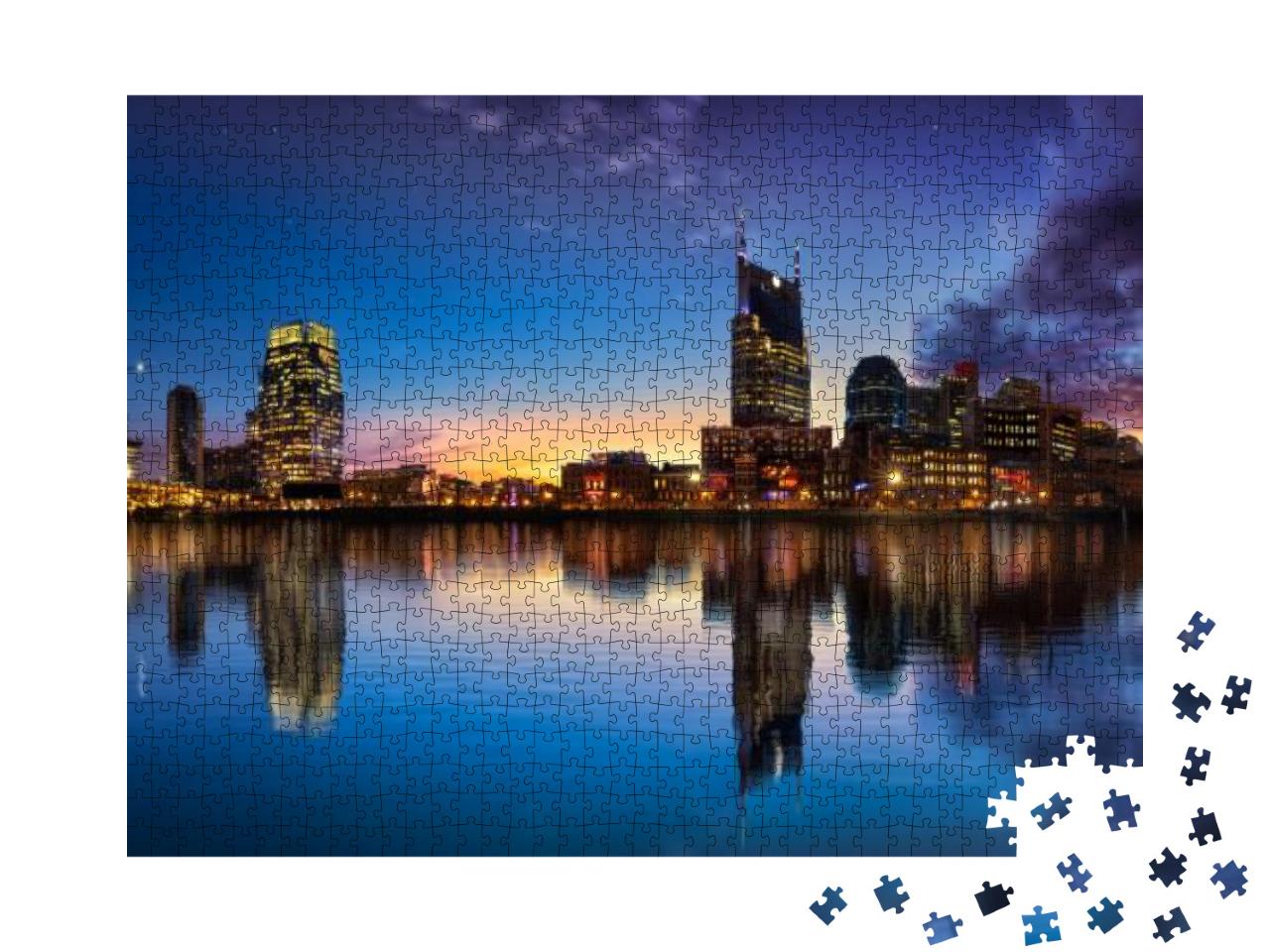 Nashville Skyline Blue Hour... Jigsaw Puzzle with 1000 pieces