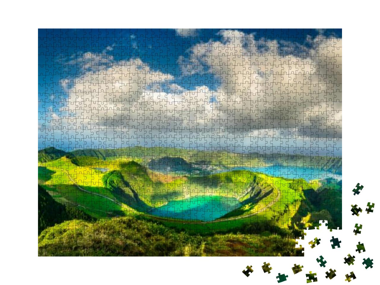 The Blue & Green Lakes, Azores... Jigsaw Puzzle with 1000 pieces