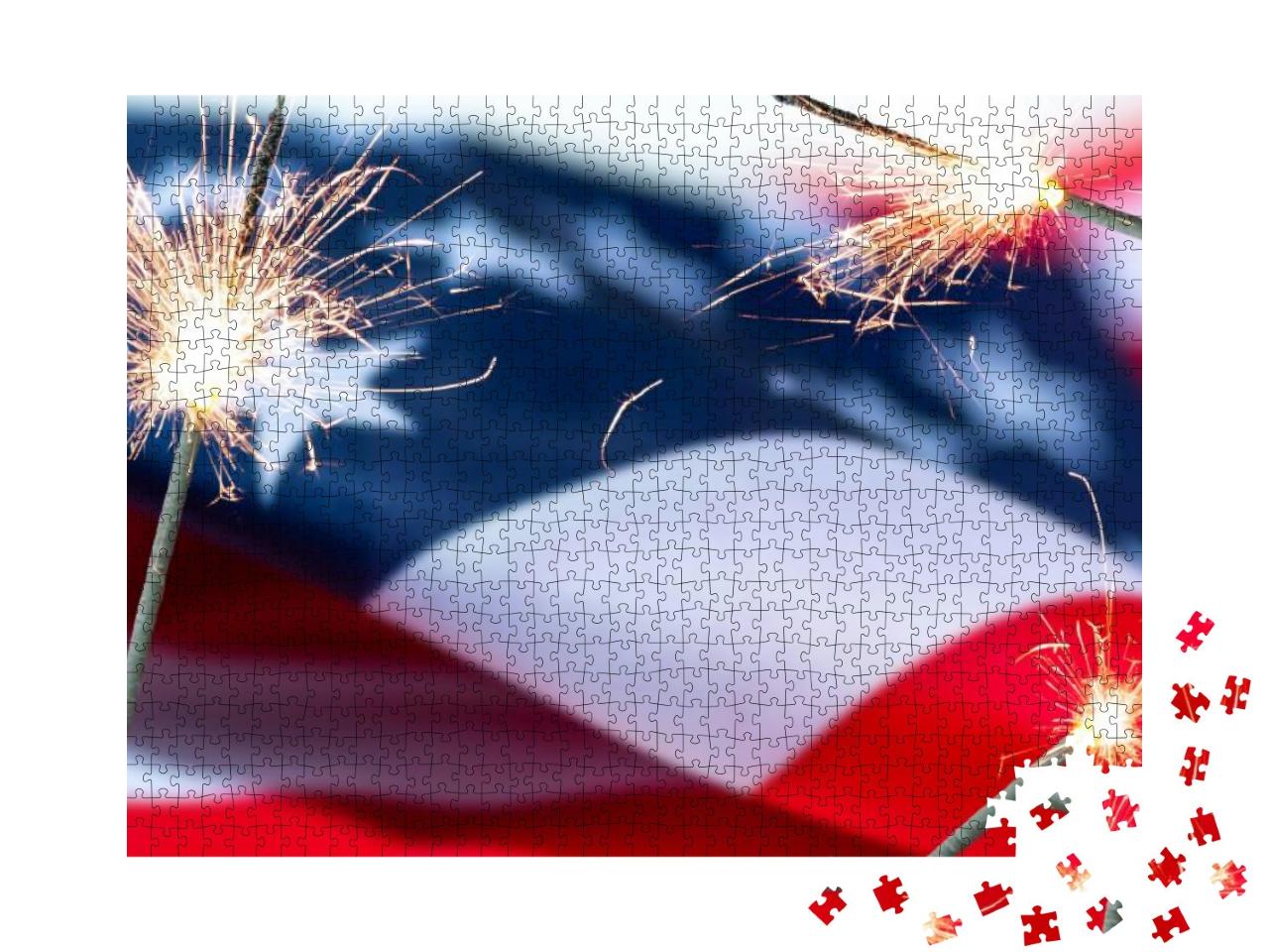July 4 Independence Day Patriotic Symbols Usa. Nat... Jigsaw Puzzle with 1000 pieces