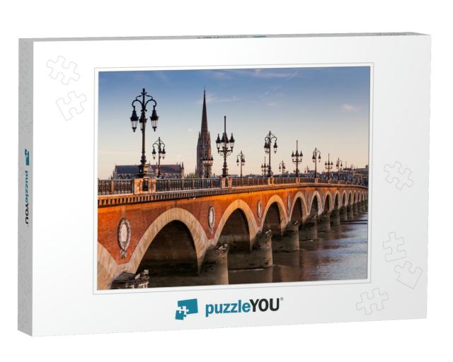 View of the Pont De Pierre At Sunset in the Famous Winery... Jigsaw Puzzle