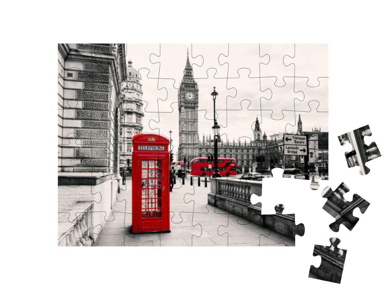 Red Telephone Booth in London... Jigsaw Puzzle with 48 pieces