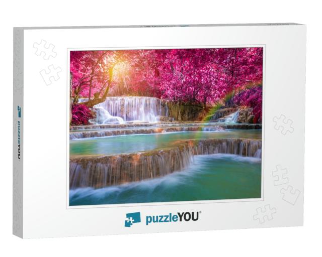 Waterfall in Rain Forest Tat Kuang Si Waterfalls At Luang... Jigsaw Puzzle