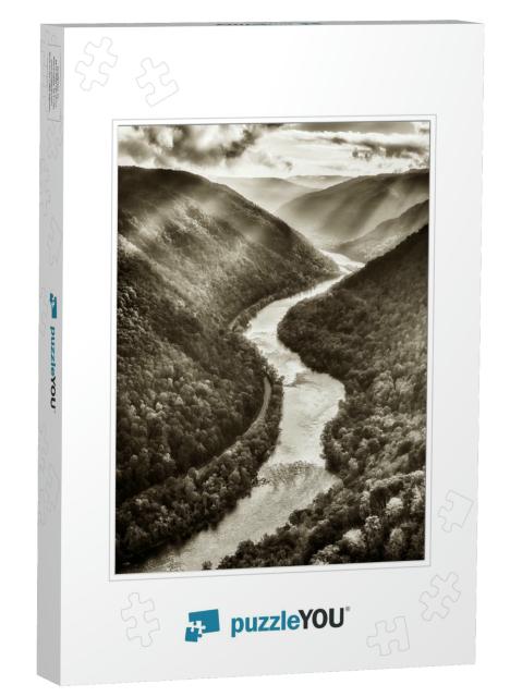 Grandview, Main Overlook, New River Gorge National Park &... Jigsaw Puzzle