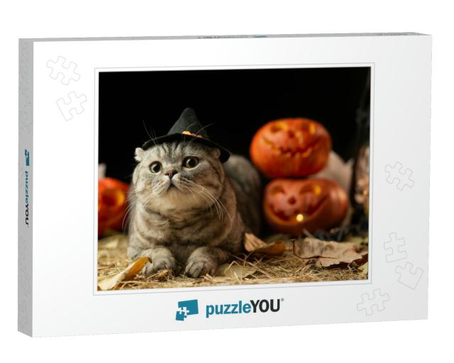 Halloween Cat with Hat... Jigsaw Puzzle