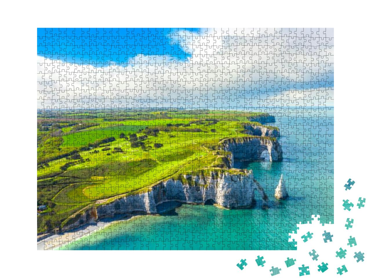 Picturesque Panoramic Landscape on the Cliffs of Etretat... Jigsaw Puzzle with 1000 pieces