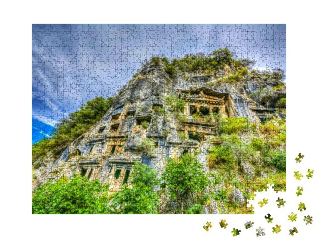 Tombs of Telmessos Ancient City in Fethiye Hdr Shot... Jigsaw Puzzle with 1000 pieces