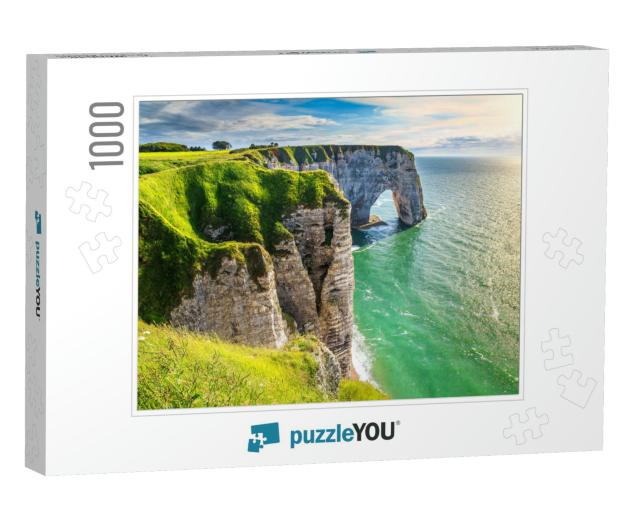 Spectacular Natural Cliffs Aval of Etretat & Beautiful Fa... Jigsaw Puzzle with 1000 pieces