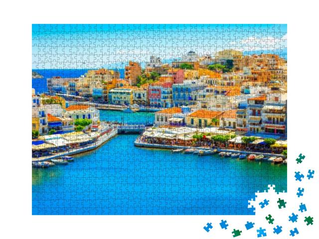 Agios Nikolaos & Voulismeni Lake in Crete Island, Greece... Jigsaw Puzzle with 1000 pieces