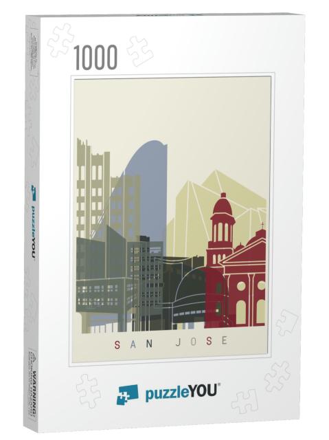 San Jose Skyline Poster in Editable Vector File... Jigsaw Puzzle with 1000 pieces