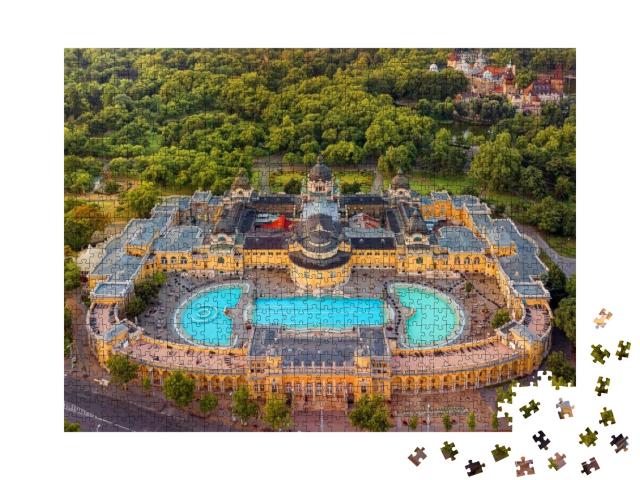 Europe, Hungary, Budapest. Aerial Photo from a Thermal Ba... Jigsaw Puzzle with 1000 pieces