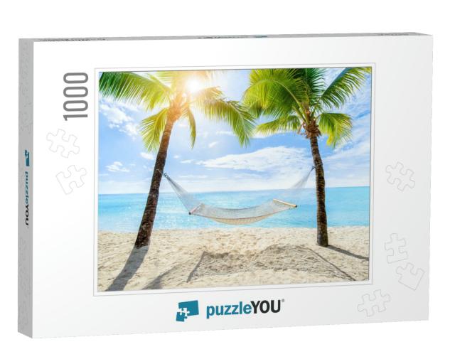 Hammock Between Two Coconut Trees on a Tropical Island wi... Jigsaw Puzzle with 1000 pieces