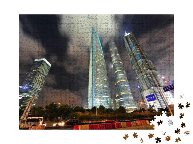 The Night View of the Lujiazui Financial Center in Shangh... Jigsaw Puzzle with 1000 pieces