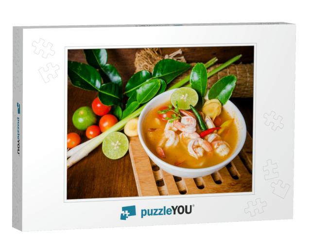 Tom Yam Kong or Tom Yum, Tom Yam is a Spicy Clear Soup Ty... Jigsaw Puzzle